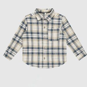 Rylee and Cru Longsleeve Button Down Flannel Shirt in Indigo Plaid